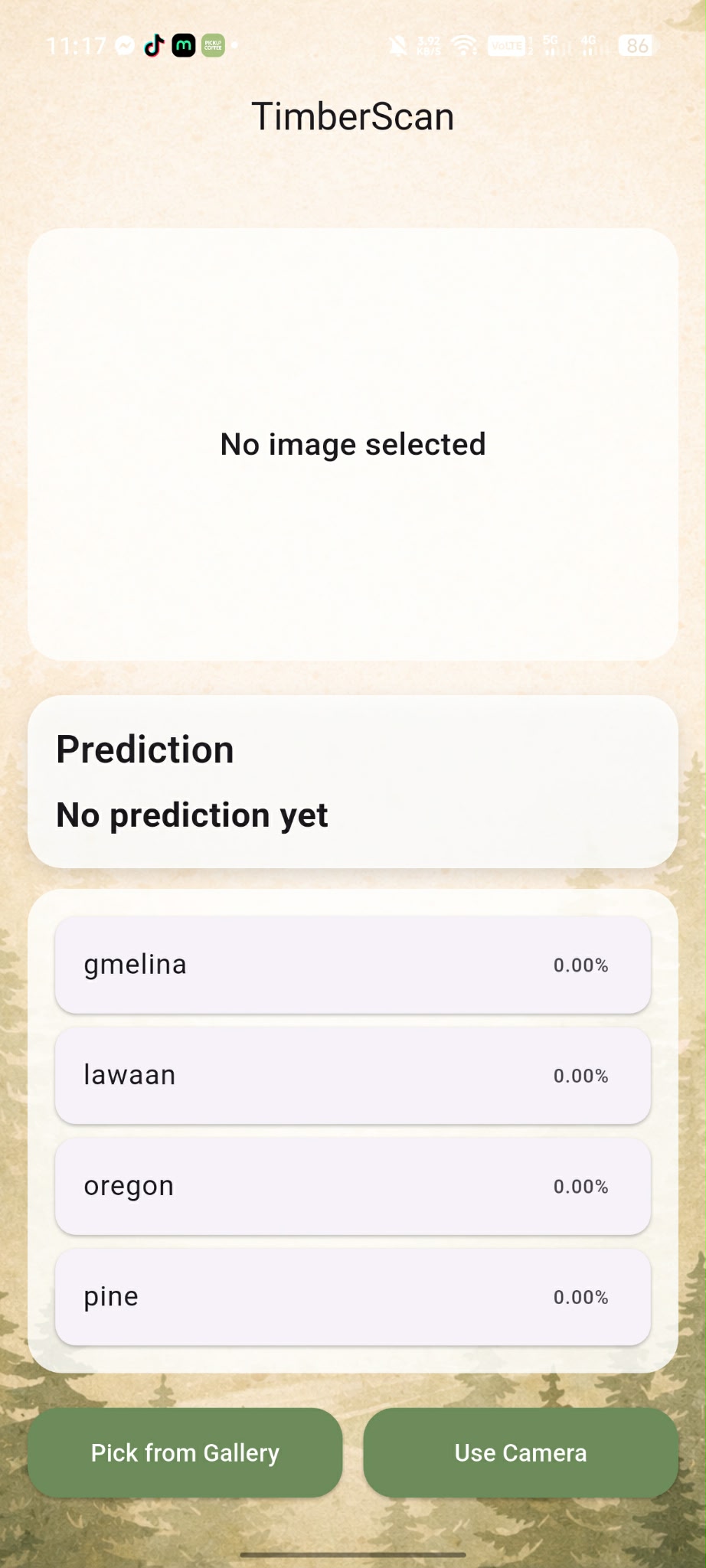 TimberScan app screen
